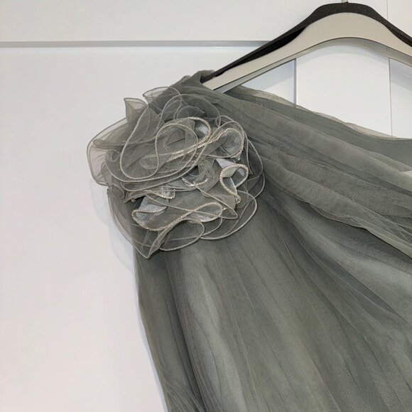 Gemy Maalouf Dress (Mint Long Dress With Flower Design) - Picture 8 of 9